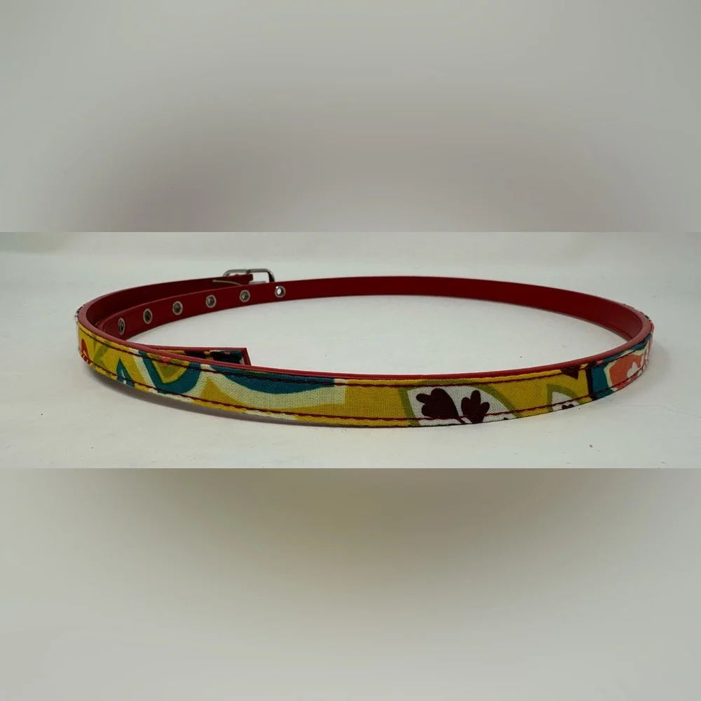 Vera Bradley Thin PROVENCAL BELT Cloth Printed Faux Leather Back Women's 37